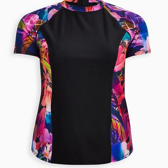 Torrid Swim Rash Guard Shirt Colorful Floral - Picture 2 of 12